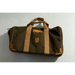 Vintage Bob Allen Sportswear Hunting Duffle Bag Tote Travel Brown Canvas Leather